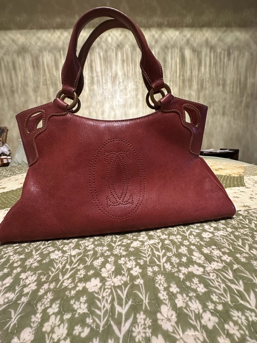 Cartier Burgundy Leather Marcello hand bag.